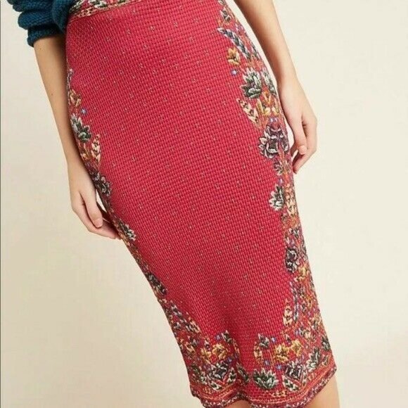 FARM Rio Dresses & Skirts - Farm Rio Anthropologie Red Catalina Midi Skirt